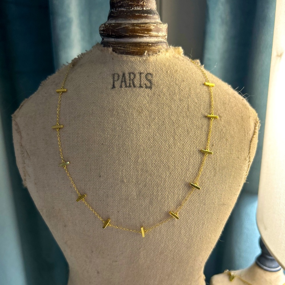 Argentina Vivo Sterling Silver Bar Station Chain Choker- gold
